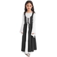 thumbnail image 2 of iixpin Victorian Maiden Pioneer Halloween Dress-up for Girls Medieval Bell Sleeve Maxi Dress Gown Black 8, 2 of 7