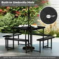 thumbnail image 6 of Costway Picnic Table Bench Set for 4-8 People with Umbrella Hole All-Weather HDPE Tabletop Black, 6 of 10