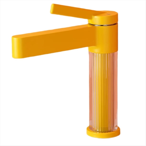 Grifos para Lavabo de Baño de un Solo Orificio, Grifo Monomando de Latón para de Cocina con Cuerpo Acrílico, Montaje en Cubierta.