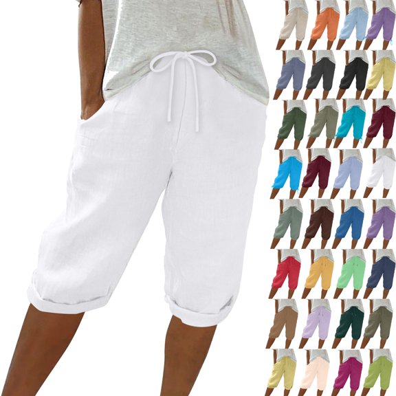 Summer Fashion Plus Size Bermuda shorts for Women Solid Color Casual Capris