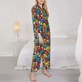 thumbnail image 3 of Honeii American Football print Women's Pajama Sets Long Sleeve Button Down Sleepwear Nightwear Soft Pjs Lounge Sets-Small, 3 of 7