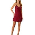 thumbnail image 2 of Unique Bargains Women's Silk Cami Nightdress & Robe Lingerie Set, Red, S, 2 of 5