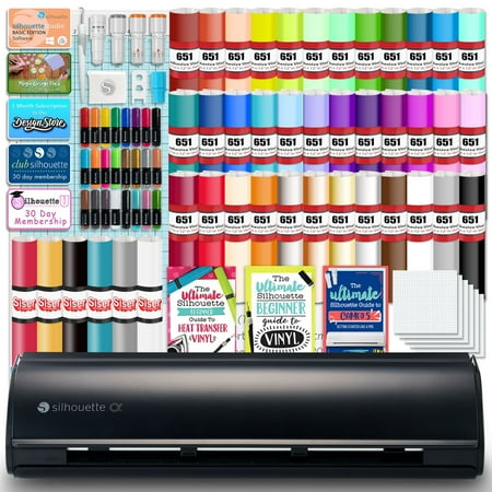 Silhouette Black Cameo 5α Alpha w/ Advanced Blade Pack, 38 Oracal Sheets, HTV