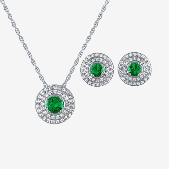 Womens Lab Created Green Emerald Sterling Silver 2-pc. Jewelry Set
