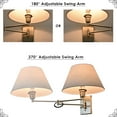 thumbnail image 4 of Revel Cambridge 13" Swing Arm Wall Lamp - Plug In/Wall Mount + White Fabric Shade, 150W 3-Way, Satin Nickel, 2-Pack, 4 of 7