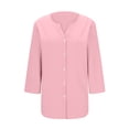 thumbnail image 6 of Yievot Button Down Shirts for Women 3/4 Sleeve Business Casual Tops V Neck Loose Fit Tunic Blouses, 6 of 7