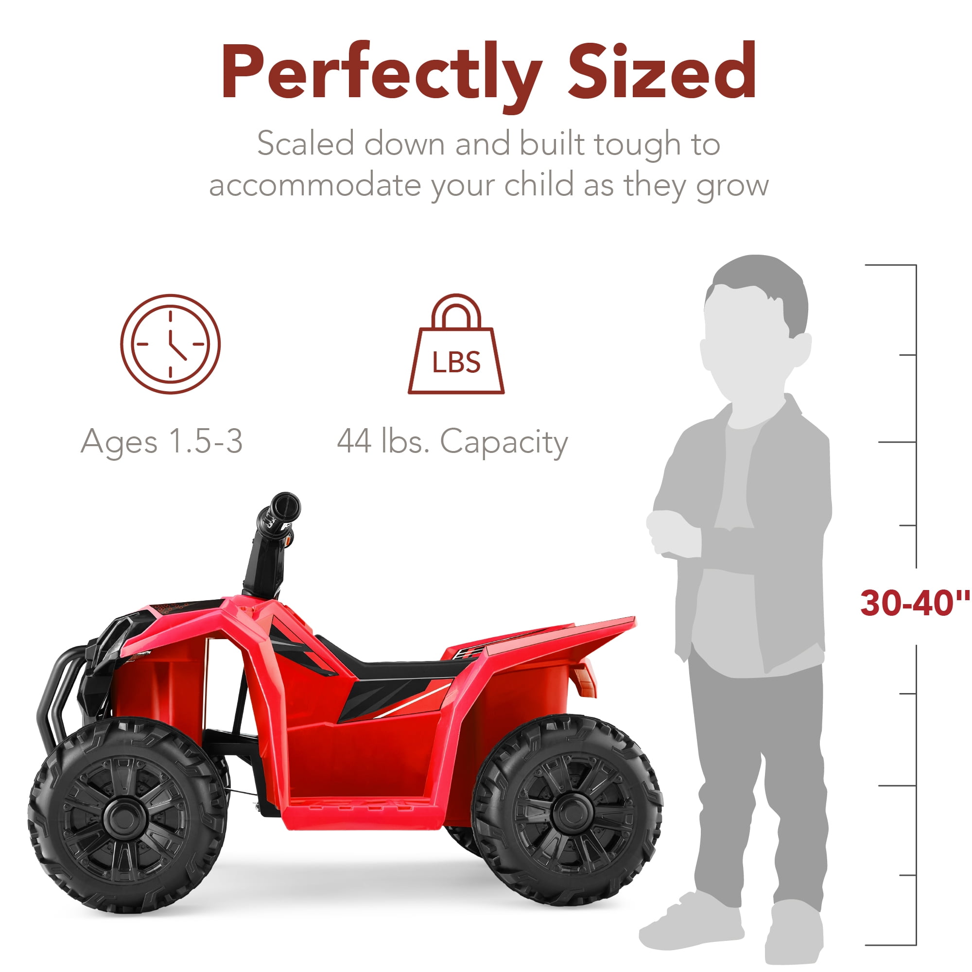 Best Choice Products 6V Kids Ride-On 4-Wheeler Quad ATV Car w/ 1.8mph Max Speed, Treaded Tires - Red