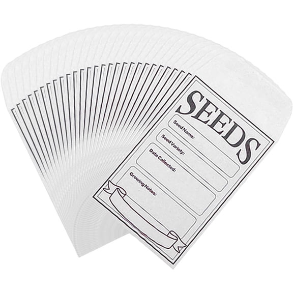 Hzzsbu 50Pcs Seed Envelopes, Seed Envelopes Resealable White Paper Seed Packets Envelopes Self Adhesive Sealing Seed Saving Envelopes Paper Seed Envelopes 3.1x4.7 Inch