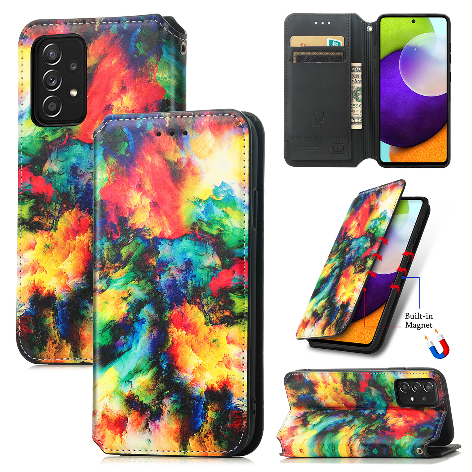 Case for Samsung Galaxy S21 Case, Galaxy S21 Case Wallet Case PU Leather and Hard PC RFID Blocking Slim Durable Protective Phone Case Cover For Samsung Galaxy S21,Painting - image 1 of 9