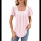 thumbnail image 1 of Blusas Tipo Túnica para Mujer, Holgadas, de Corta, con Cuello Redondo, Informales, de Verano Rosa L, 1 of 10