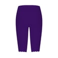 thumbnail image 5 of Jxximdong Leggings for Women Capri Leggings For Women Knee Length Capri Leggings Summer Cropped Pants Casual Solid Comfy Capris Purple L Yoga Pants, 5 of 5