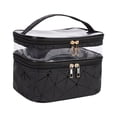 thumbnail image 5 of Double Layer Cosmetic Bag Toiletry Bag for Picnic Hair Accessories Cosmetics Black, 5 of 8