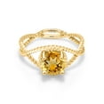 thumbnail image 2 of Gem Stone King 18K Yellow Gold Plated Silver Yellow Citrine Ring for Women | Round 7MM | 1.30 Cttw | Gemstone Birthstone | Size 5,6,7,8,9, 2 of 4