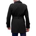 thumbnail image 4 of LANGWYQU Double Breasted Men Solid Color Button Trenchcoat Male Lapel Waterproof Jacket Coat, 4 of 5