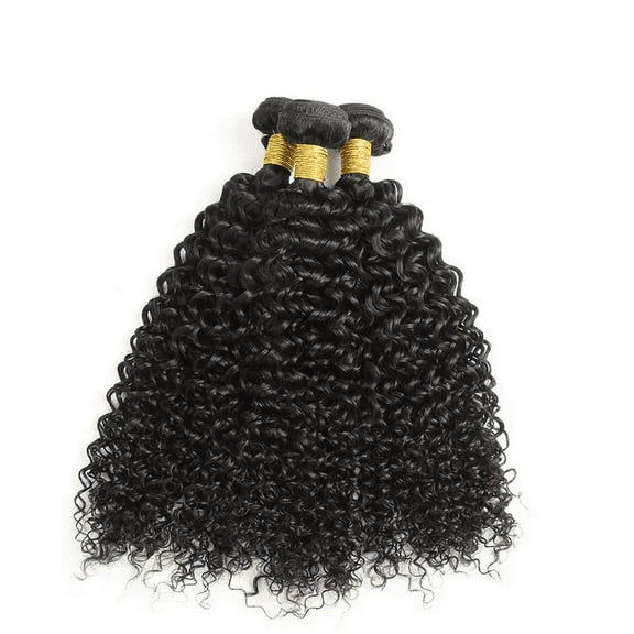 Ustar Unprocessed Human Hair Weave Curly Natural Black Color 1B - 12,14,14 inch (3 Bundles)