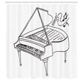 thumbnail image 2 of Ambesonne Music Note Shower Curtain, Monochrome Piano Drawing, 69"Wx75"L, Charcoal Grey and White, 2 of 4