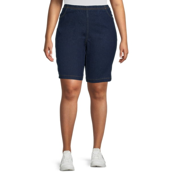 Just My Size Women's Plus Size Pull On Stretch Bermuda Shorts with ...