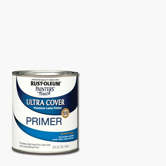 White, Rust-Oleum Painter's Touch Ultra Cover Primer Flat, Quart, 2 Pack