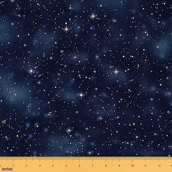 Homewish Starry Sky Fabric by the Yard 2 Yard,Galaxy Theme Room Decor Fabric by the Yard,Dreamy Blue Fabric for Sewing For Girls Boys,Ultra Soft Home Decor