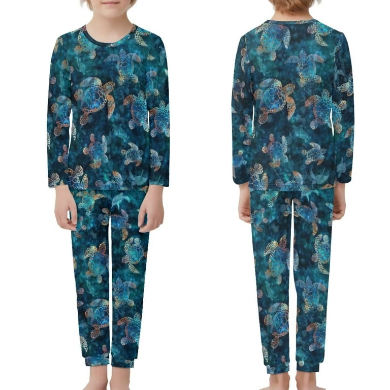 Renewold Sea Turtle Pajamas Set of 2 Pullover Tops Shirt & Sweatpants with  Pocket for Children Bedtime Warm Sleepwear Tredny Nightwear Sleepwear Size  5-6 