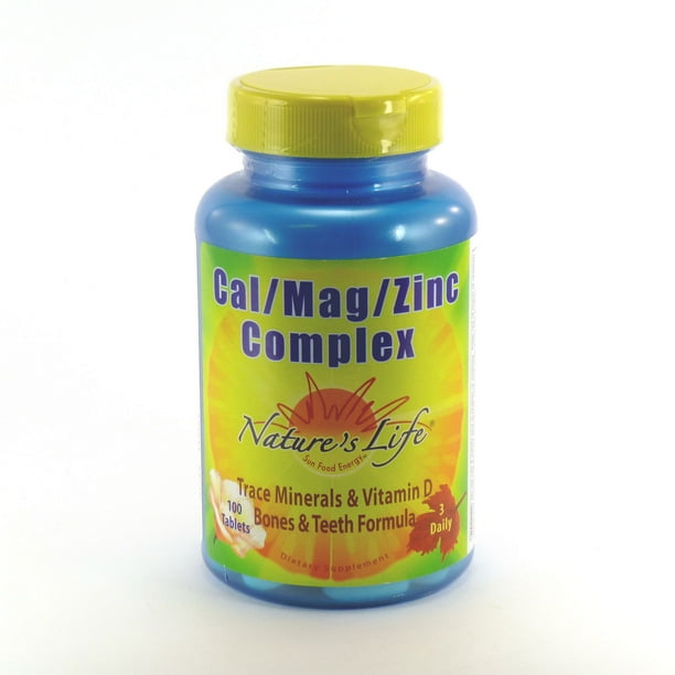 Cal Mag Zinc Complex By Nature's Life 100 Tablets Calcium Magnesium