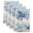 thumbnail image 2 of Blue Octopus Coastal Kitchen Towels Set of 4, Beach Starfish Nautical Coral Vintage Absorbent Dish Towels for Kitchen, Microfiber Hand Towel, Quick Drying Tea Towel for Cleaning Decorative Dishcloths, 2 of 7