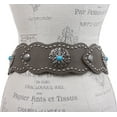thumbnail image 3 of Women's 3" (75mm) Wide Boho Link Turquoise Silver Studded Leather Belt, 3 of 3