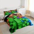 thumbnail image 3 of Homewish Brown Green Blue Plaid 2pcs Bedding Comforter Set For Female Men Adults,Abstract Geometric Buffalo Twin Comforter Sets,Futuristic Cubes Breathable Bedding Set,Microfiber Bedroom Decor, 3 of 8