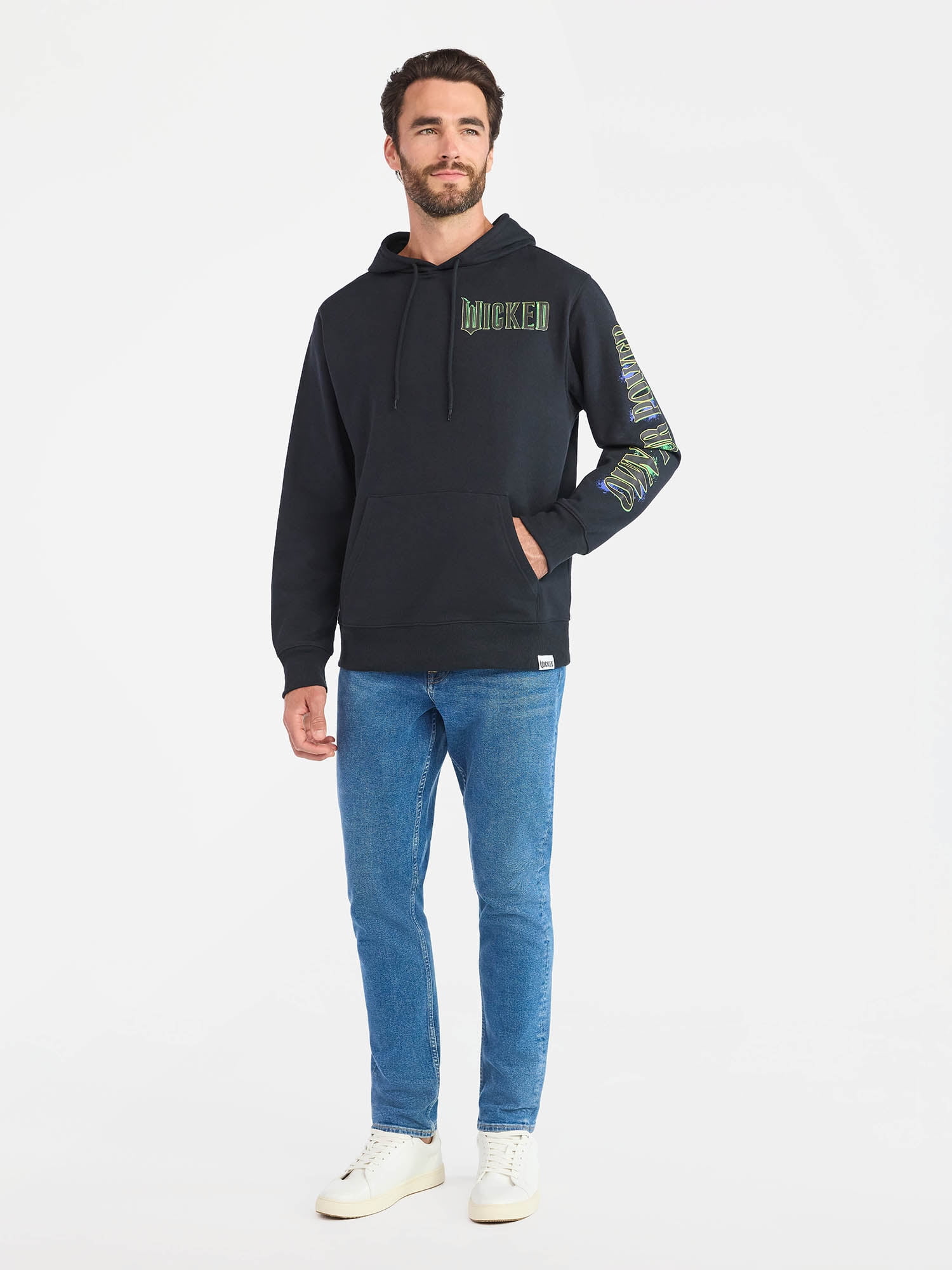 Wicked Men's and Big Men's Front Back Glinda Graphic Hoodie with Long Sleeves, Sizes S-3XL