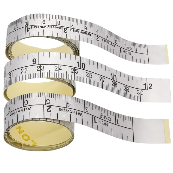 3Pcs 3Styles 13/25/41Inch Self-Adhesive Measuring Tape Adhesive Backed Ruler Scale Tape for Workbench Woodworking Silver for DIY