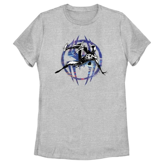 Women's Spider-Man: Across the Spider-Verse Miles Morales Logo Graphic Tee Athletic Heather 2X Large