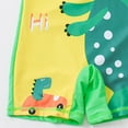 thumbnail image 3 of WOYY Little Boys One-Piece Swimsuit Cartoon Short Sleeve Rash Guard Bathing Suit with Hat, 3 of 5