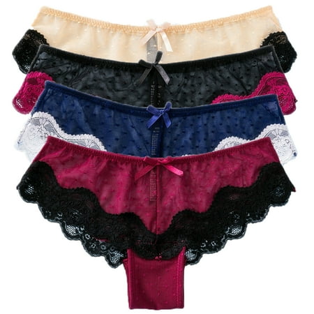 

Lace Underwear for Women Breathable Sexy Bikini Lightweight Soft Hipster Cheeky Panties 4 Pack
