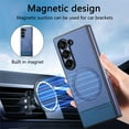 thumbnail image 6 of for Samsung Galaxy Z Fold 7 Case, PU Leather + PC Frame + Fabric, Ultra Slim Lightweight Protective Phone Cover, MagSafe Compatible, Supports Magnetic Car Mount, Drop Protective, Blue, 6 of 11
