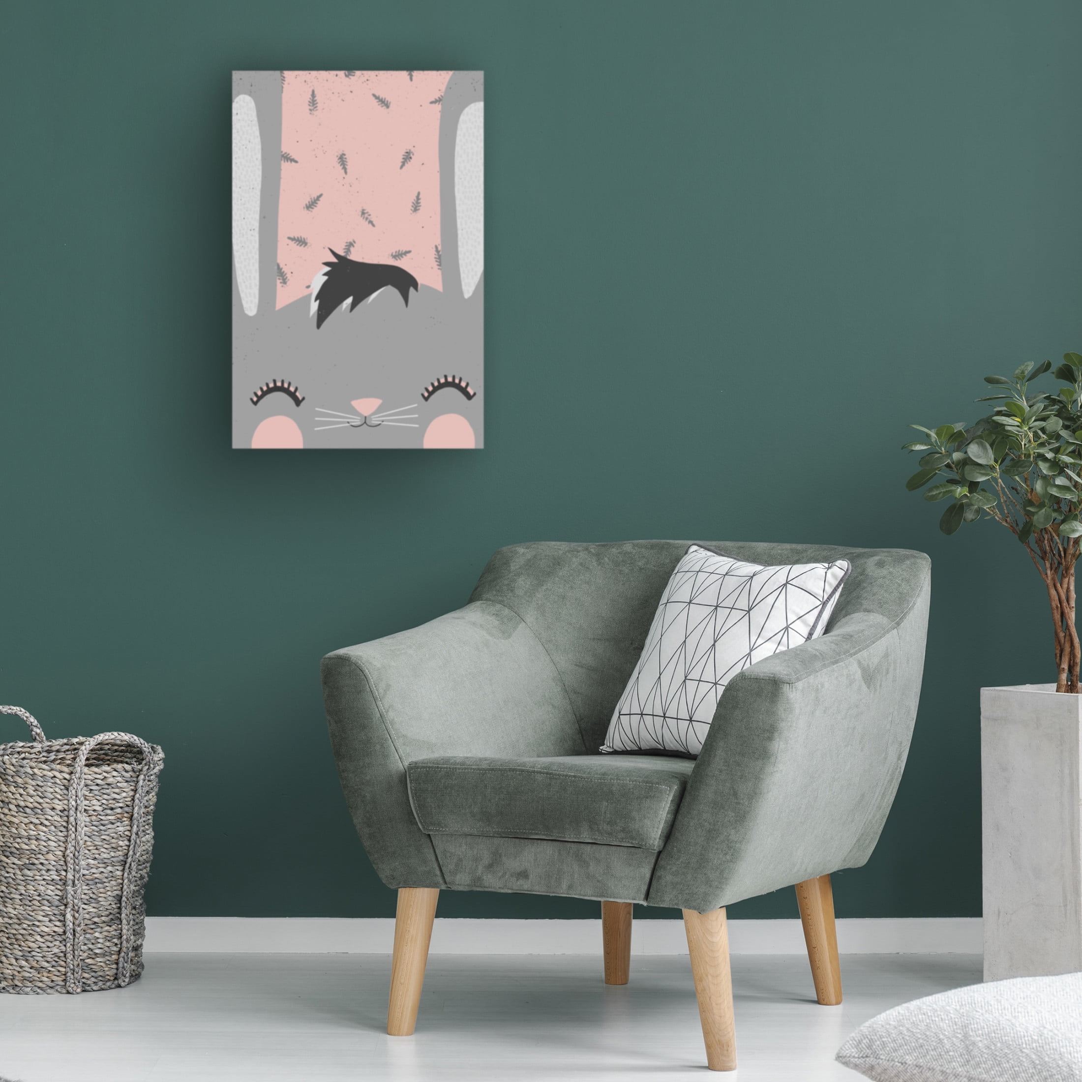 Canvas Wall Art - Treechild 'Little Bunny (pink)' Wall Art for Living Room, Bedroom, or Office D?cor by Trademark Fine Art - 12 x 19 Inches