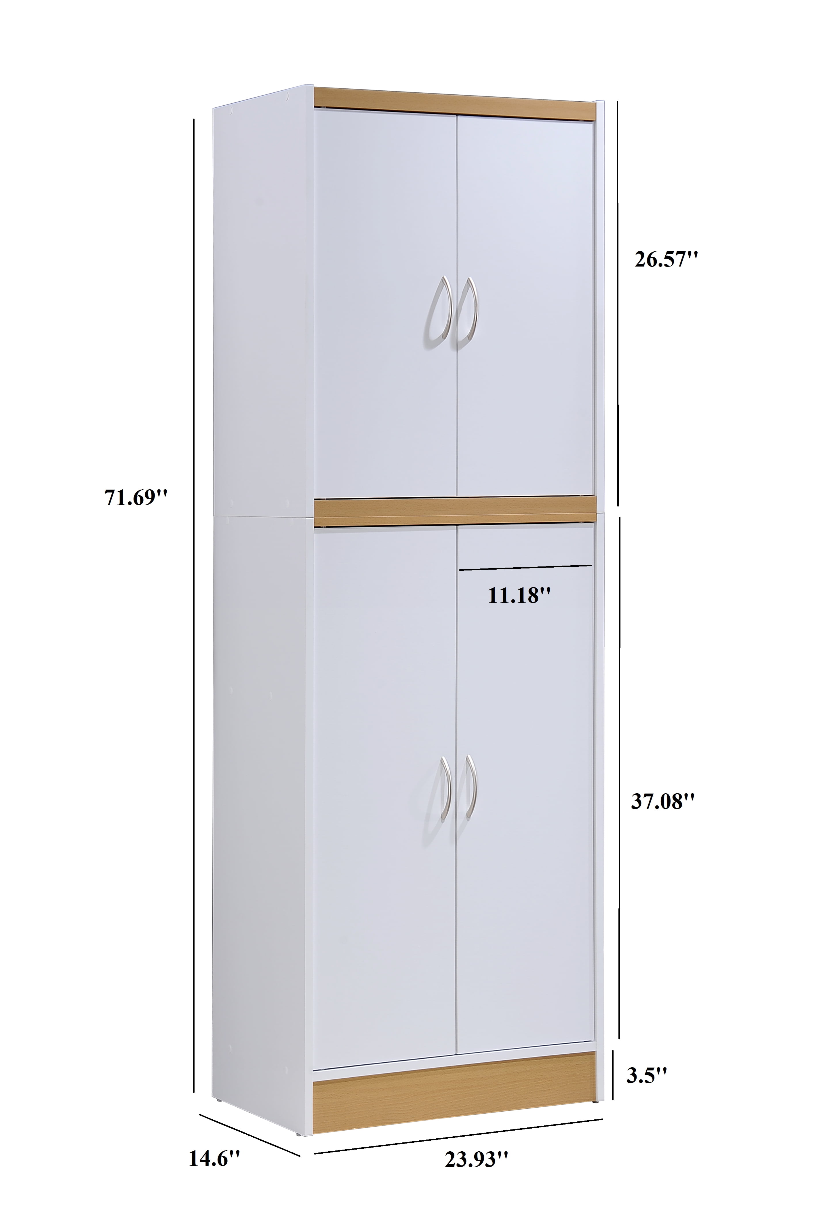 Hodedah 4 Door Kitchen Pantry with 4 Shelves White Walmart