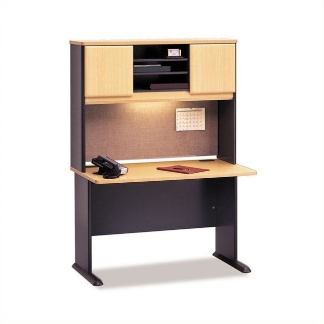Bush Business Furniture Series A 48" Computer Desk with Hutch in Beech