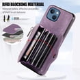 thumbnail image 4 of REQO Phone Case for iPhone 13 Mini Wallet Cover with Tempered Glass Screen Protector and Wrist Crossbody Strap Lanyard Credit Card Holder iPhone13mini i-Phone 13minicase i iPhone13 13mini Purple, 4 of 7