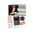 thumbnail image 4 of 3pz Corona Tiara Pendientes Collar Carnaval Novia Fiesta Xtellar rojo, 4 of 4