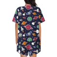 thumbnail image 4 of Womens Pajama Sets With Pocket, Rocket satellite Lounge Sets Short Sleeve Sleepwear PJ Sets for Women, 4 of 6
