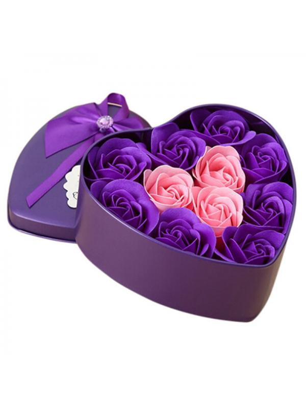 Download Topumt Topumt Heart Shaped Rose Flowers Love With Iron Box Artificial Dried Flowers Gift Box For Valentine S Day Walmart Com Walmart Com