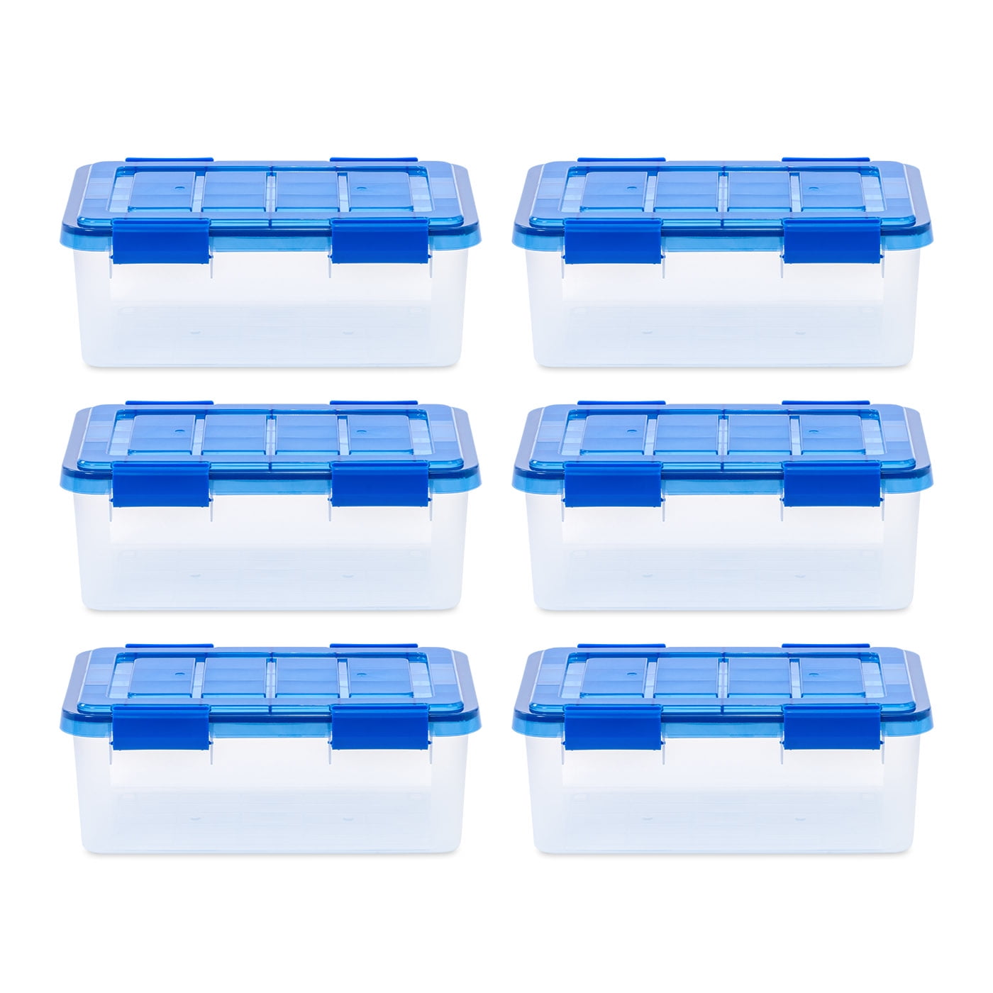 60 Quart WeatherPro™ Gasket Clear Plastic Storage Box with Lid, Blue, Set  of 4