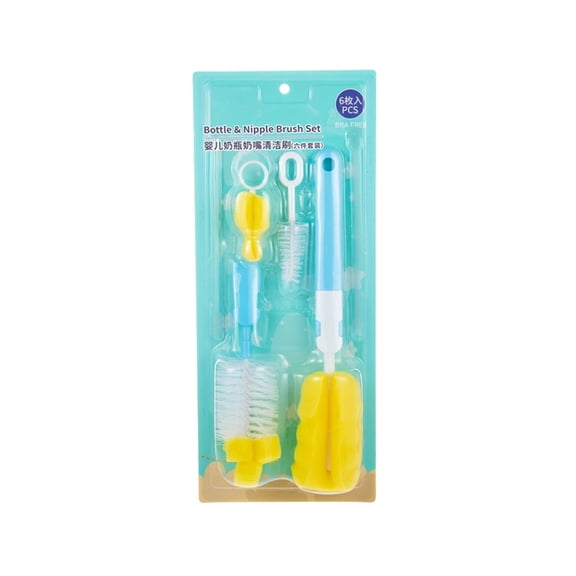 Sponge Bottle Cleaning Brush, Soft Scrubber for Narrow Neck Bottles Hydro Flasks and Baby Nursing Bottles, Multi-Purpose Household Kitchen Cleaning Tool, 2 Piece Set, Blue