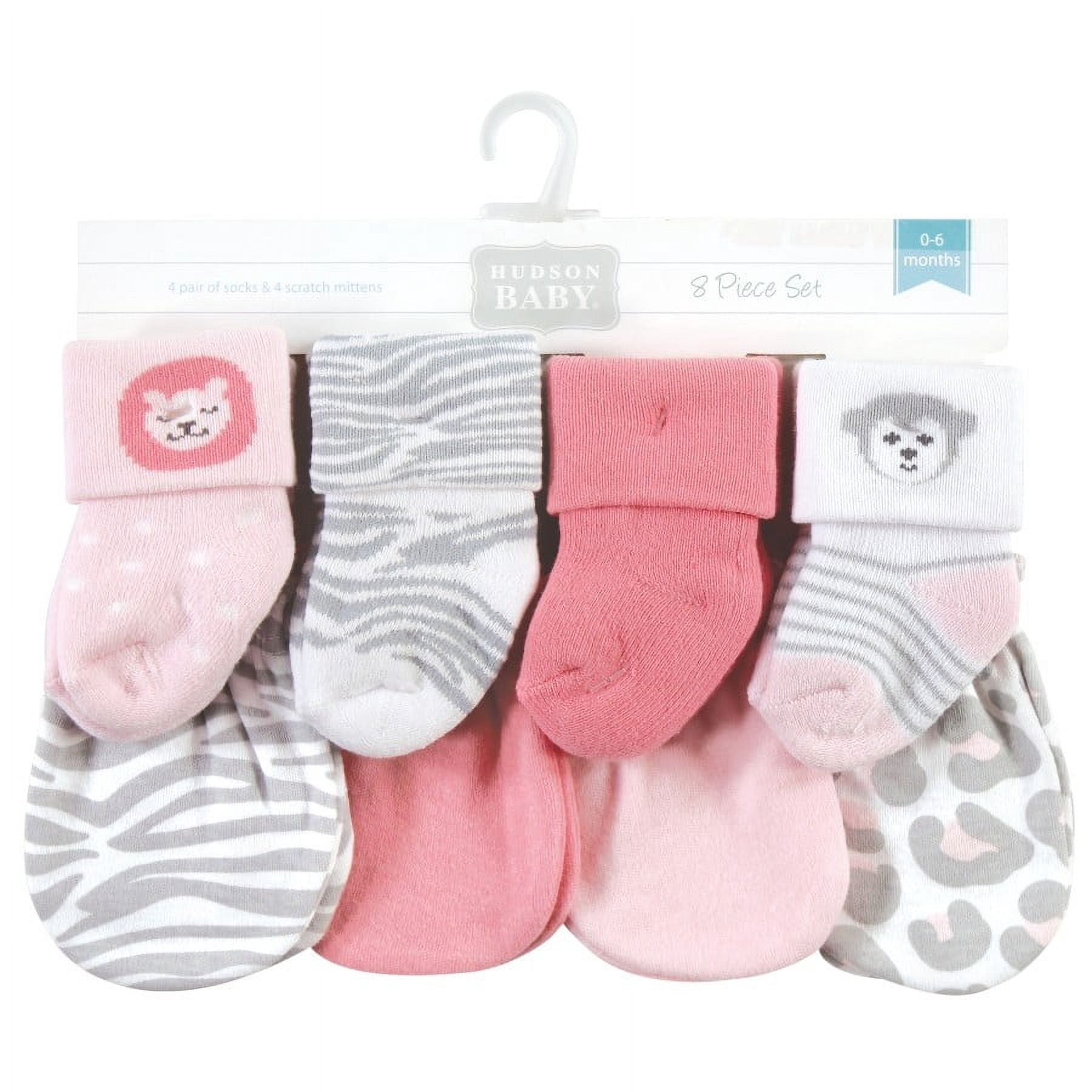 Hudson Baby Infant Girl Socks and Mittens Set, Safari Girl, 0-6