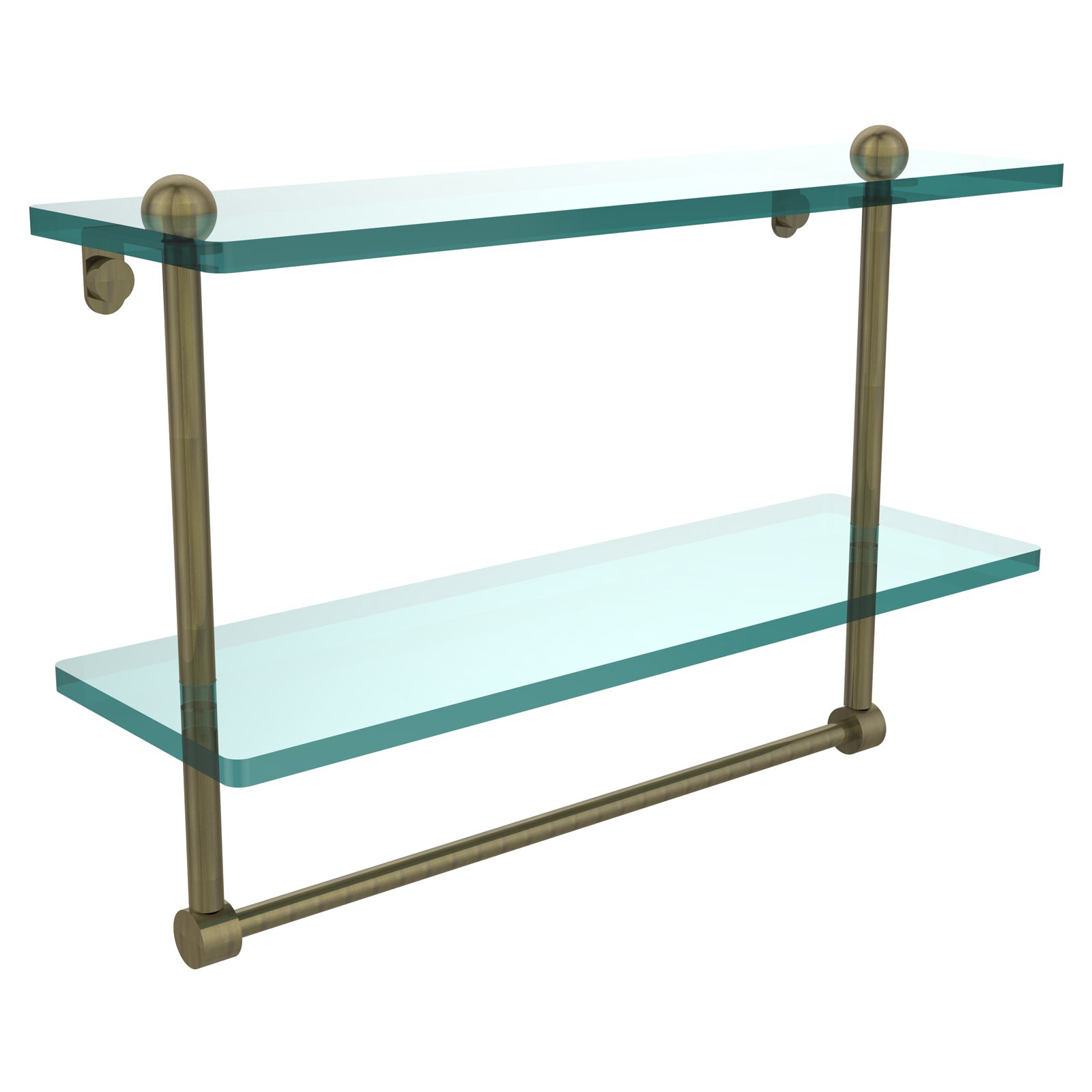 22-in Two Tiered Glass Shelf with Integrated Towel Bar in Satin Nickel - image 2 of 2