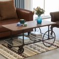 thumbnail image 2 of Vintiquewise Industrial Wagon Style Coffee Table with Magazine Holder, Large Wooden End Table, Rustic, 2 of 7
