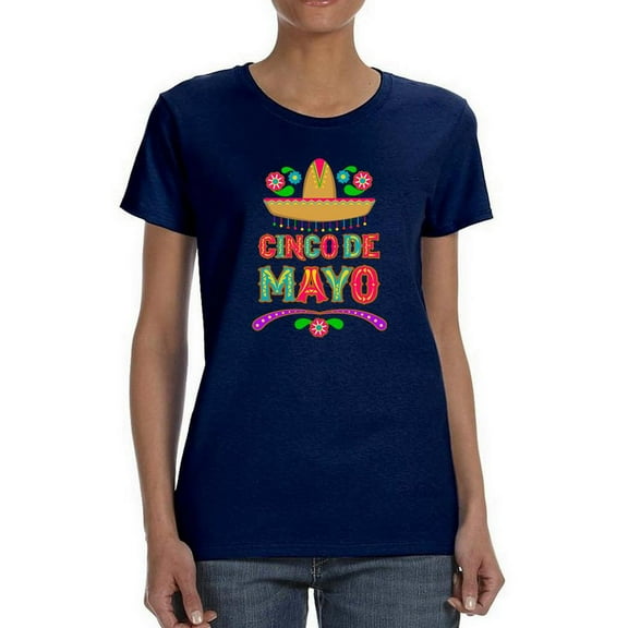 Cinco De Mayo Sombrero Shaped T-Shirt Women -Image by Shutterstock, Female XX-Large