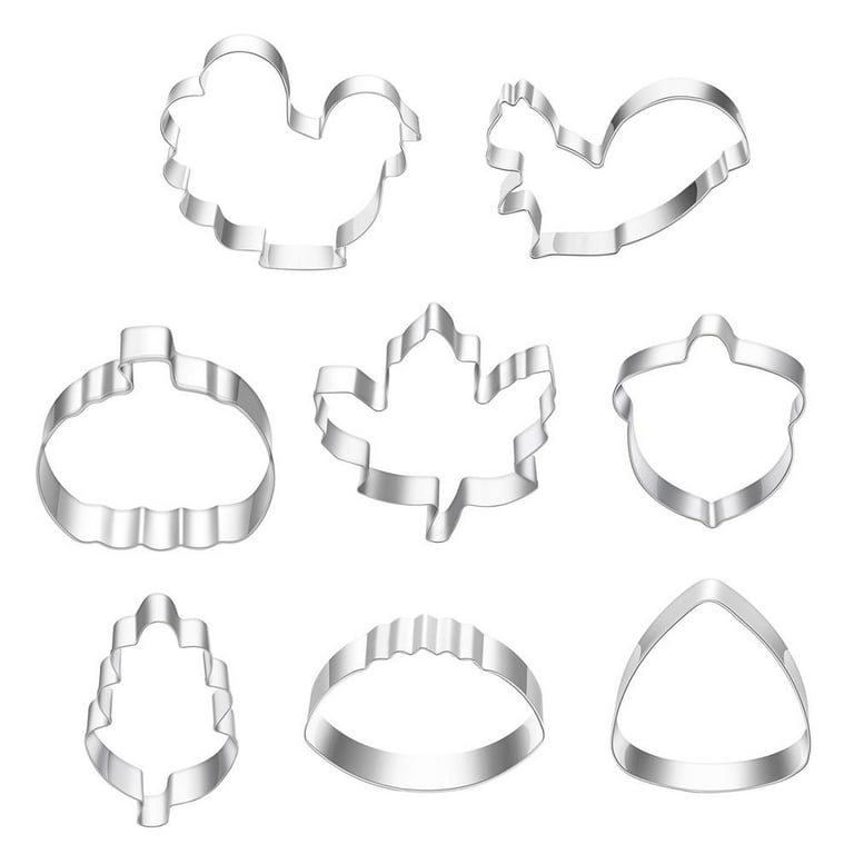 Fall Thanksgiving Large Cookie Cutters Set - 8 Pcs Stainless Steel Biscuit  Fondant Cutters