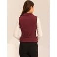 thumbnail image 4 of Chaleco elegante Allegra K para mujer con doble botonadura y solapa sin mangas Borgoña L, 4 of 6