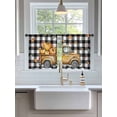 thumbnail image 3 of Pumpkin Truck Sheer Curtains 45 inches Long, Fall Maple Leaf Black Plaid Thanksgiving Light Filtering Sheer Window Curtains Rod Pocket Voile Drapes for Bedroom Living Room, 52"W x 45"L 2 Panels, 3 of 7